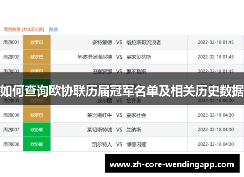 如何查询欧协联历届冠军名单及相关历史数据