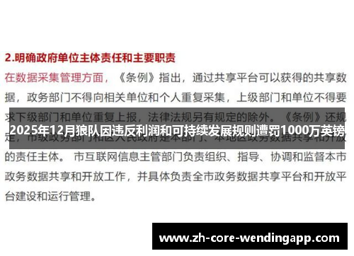 2025年12月狼队因违反利润和可持续发展规则遭罚1000万英镑